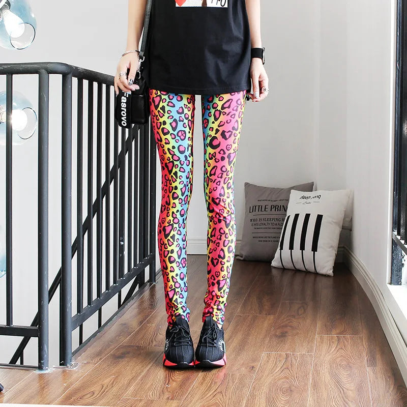 Colorful Street Print Leggings - High-Stretch One-Size Comfort