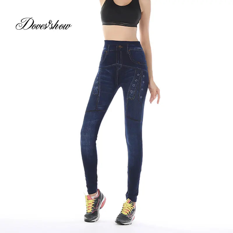 Plus Size Faux Denim Jeggings - Women's Everyday Performance Bottoms