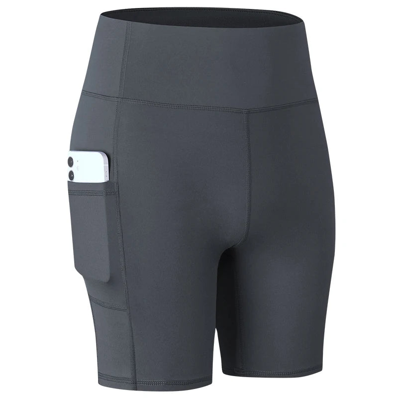High-Waist Pocket Workout Shorts - Women's Gym & Running Activewear