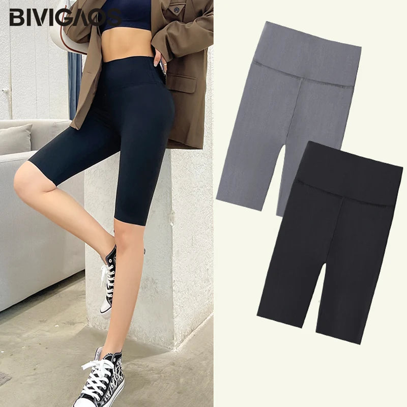 High-Waist Biker Shorts - Women's Gym & Running Activewear