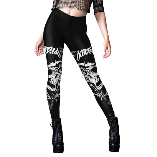 Black Ouija Gothic Leggings - Mid-Waist Stretch Alternative Style