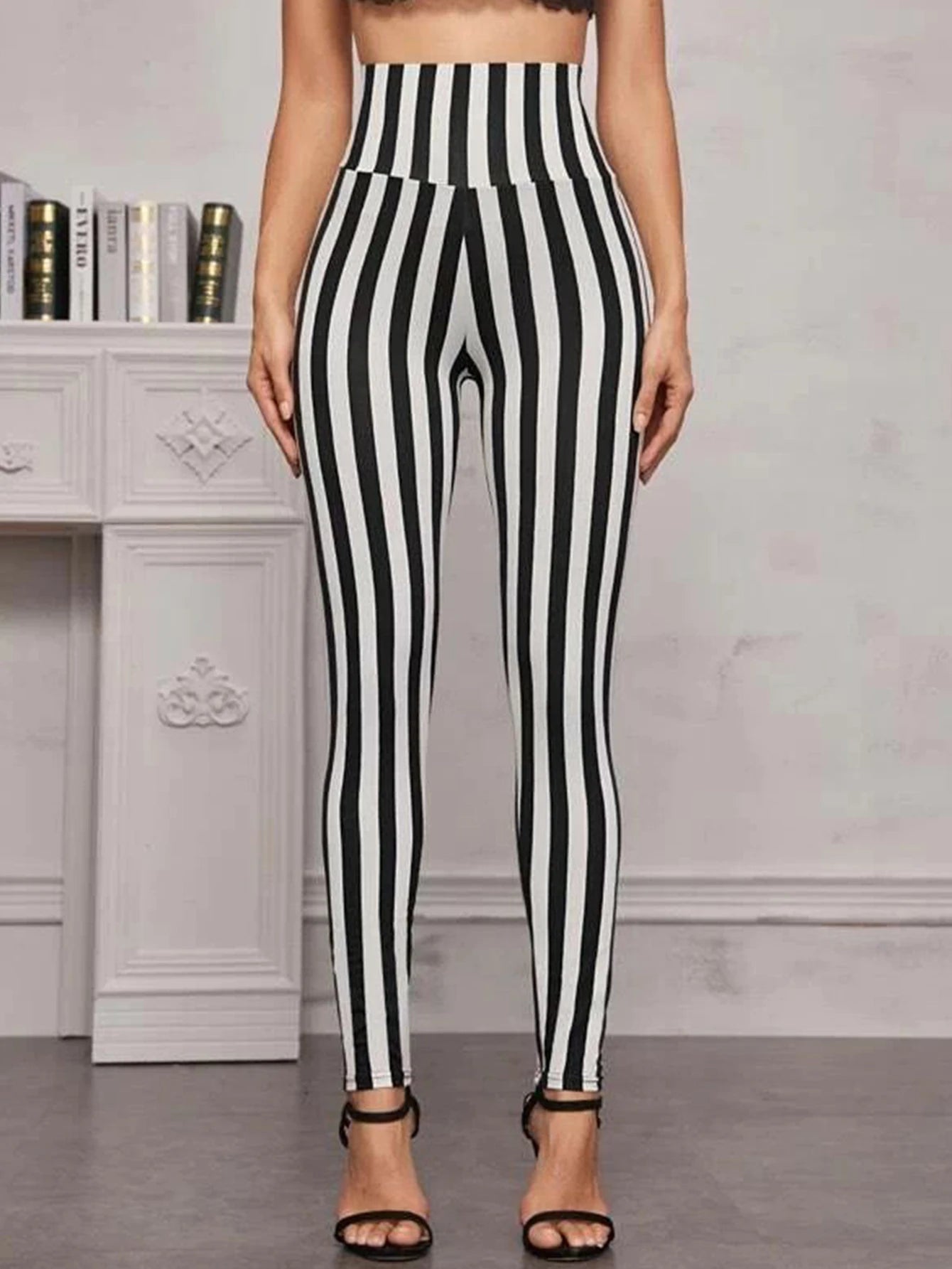 Camouflage Stripe High-Waist Leggings - Stretch Slim Ankle Fit