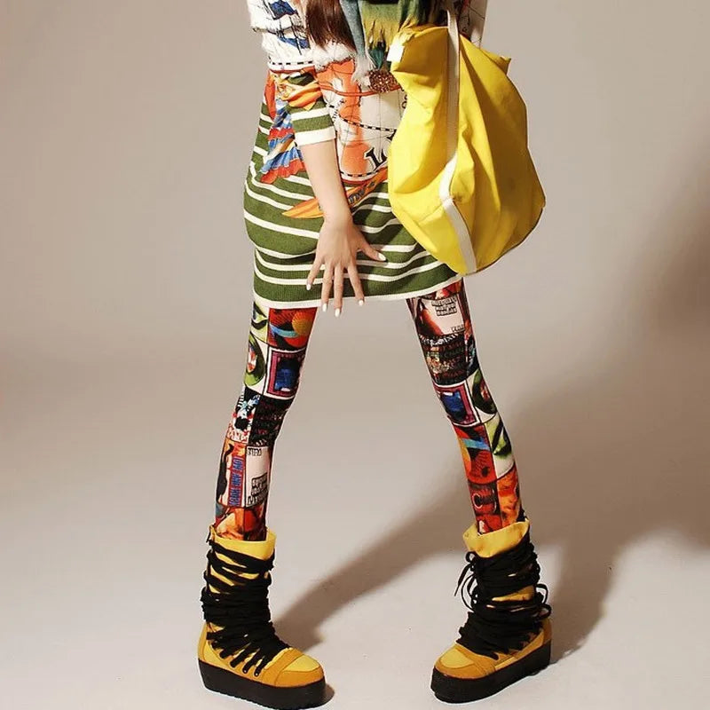 Colorful Leopard Print Leggings - High-Stretch Streetwear One Size