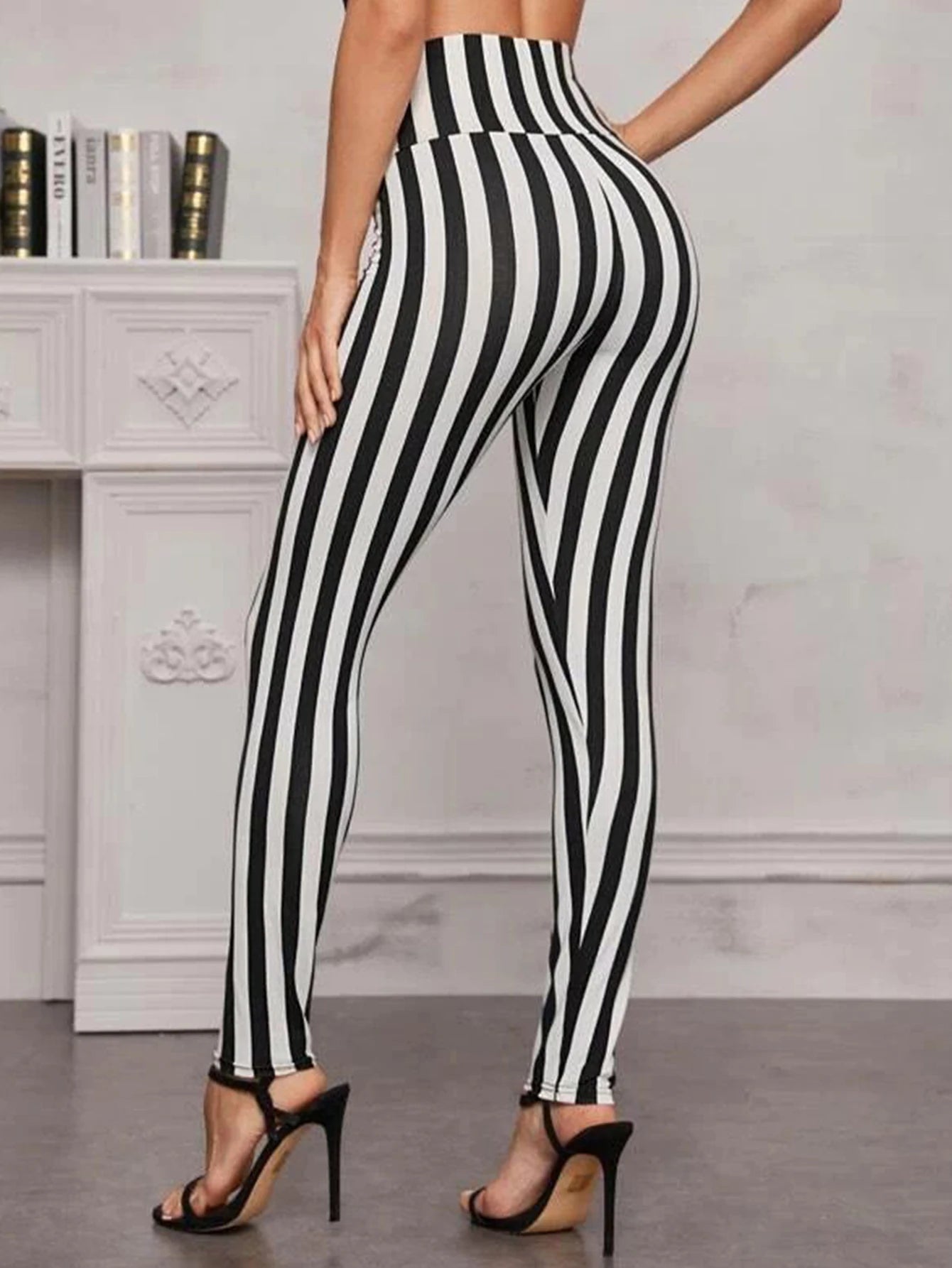 Camouflage Stripe High-Waist Leggings - Stretch Slim Ankle Fit