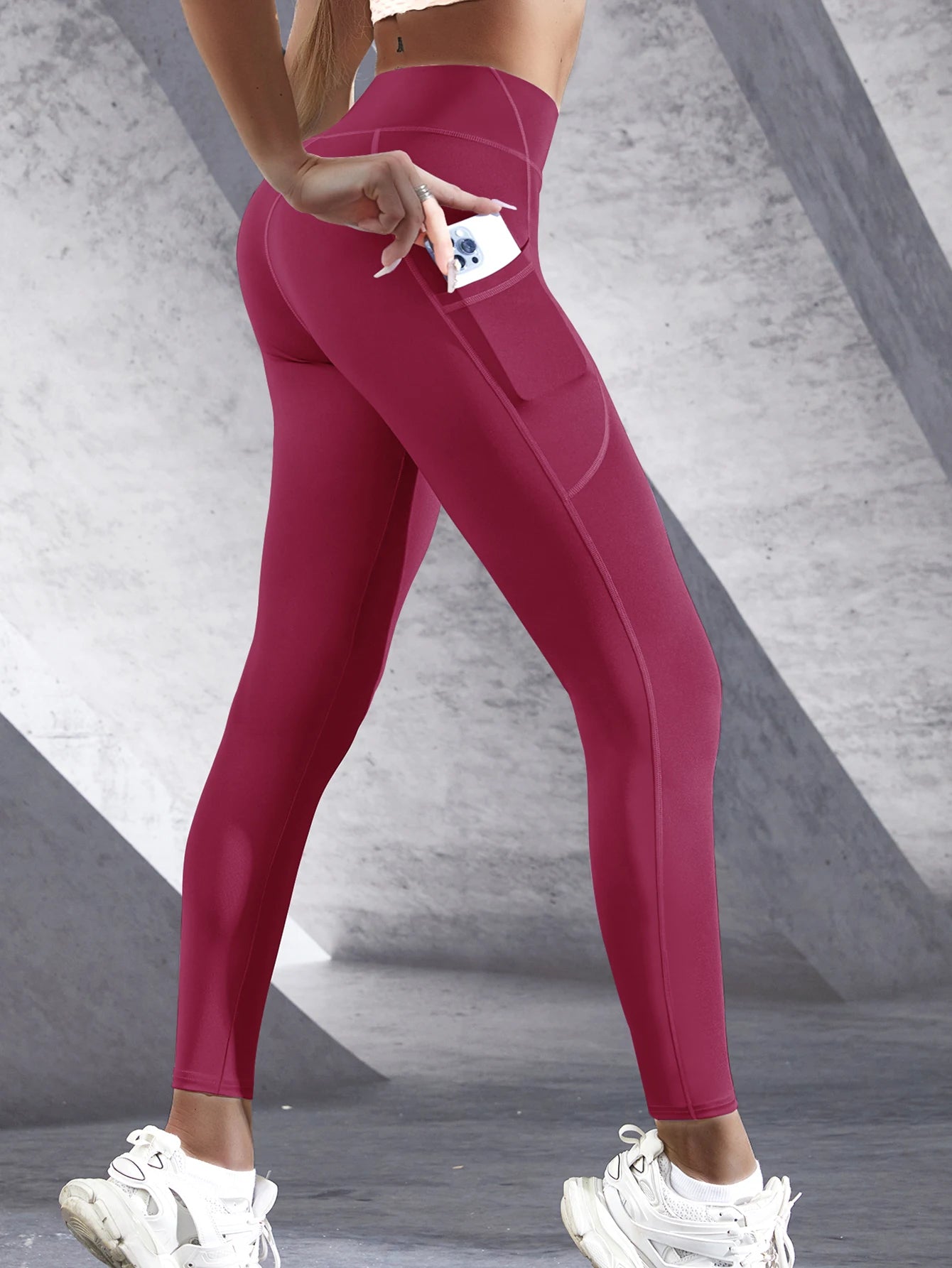 High-Waist Pocket Leggings - Stretch Push-Up Running Tights