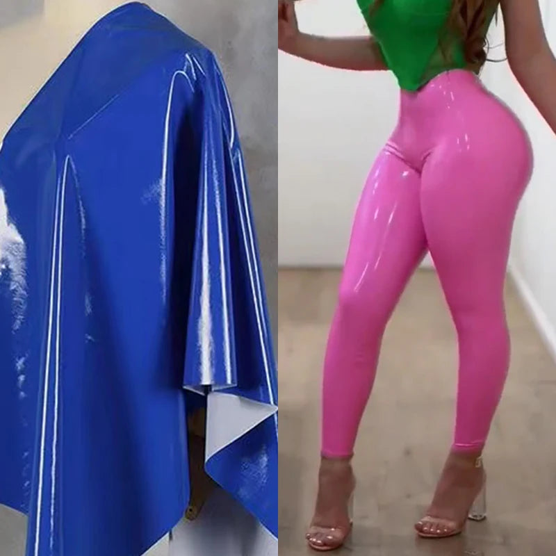 Plus Size High-Waist Seamless Faux Leather Leggings - Women's Sculpting Statement Bottoms