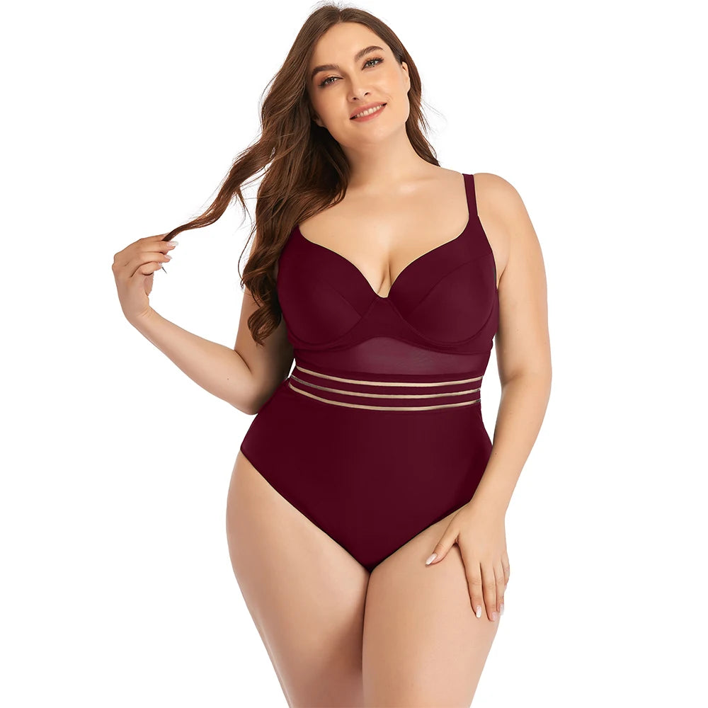Plus Size One-Piece Swimsuit - Extended Size Beach Swimwear