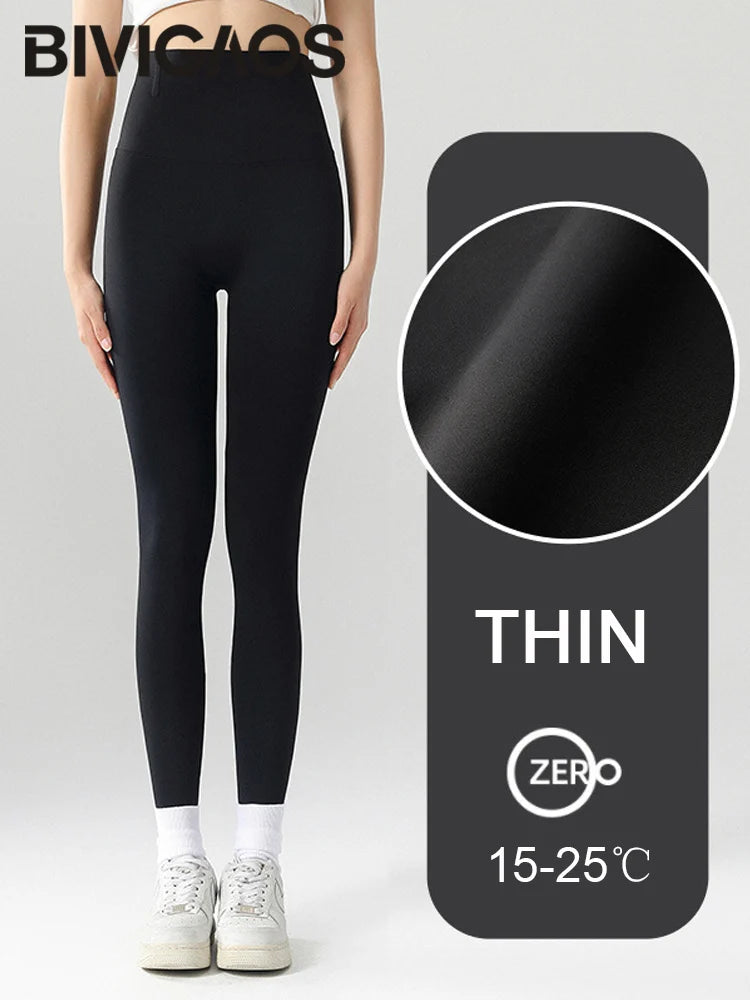 Fleece-Lined High-Waist Leggings - Seamless Winter Fitness Tights