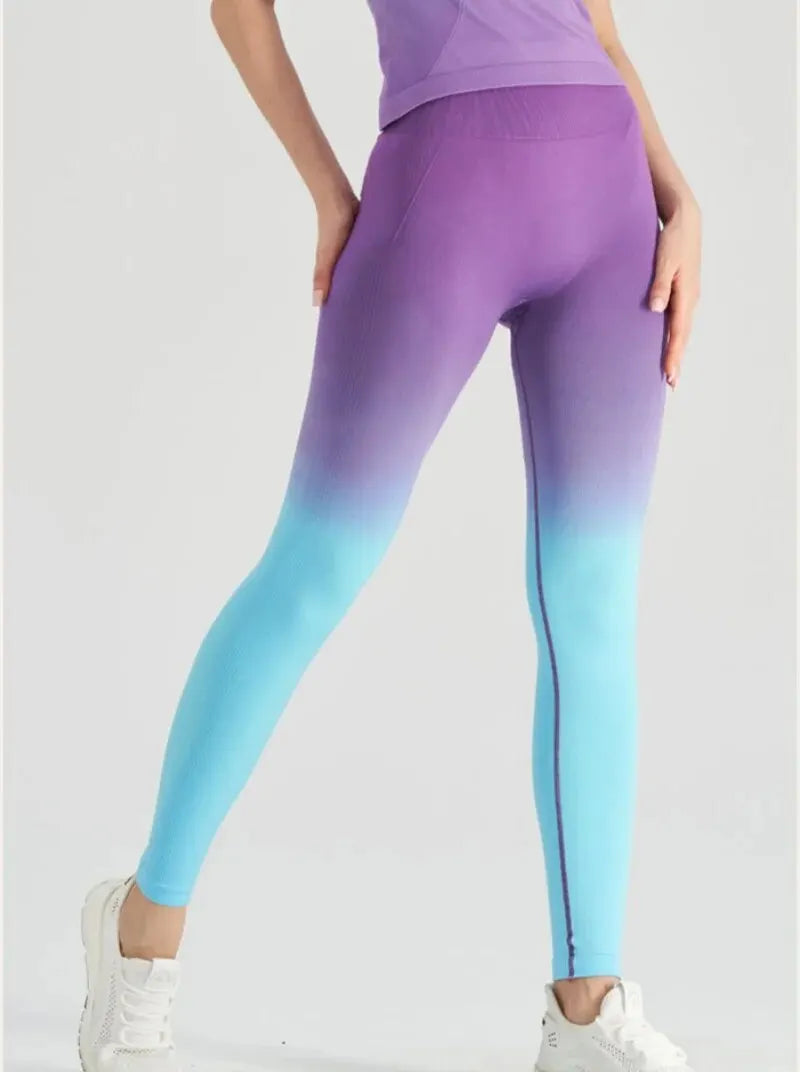 Quick-Dry Gradient Leggings - High-Waist Hip-Lifting Performance Fit