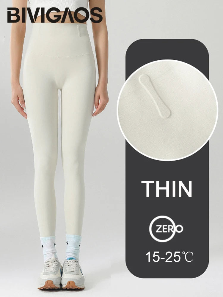 Fleece-Lined High-Waist Leggings - Seamless Winter Fitness Tights