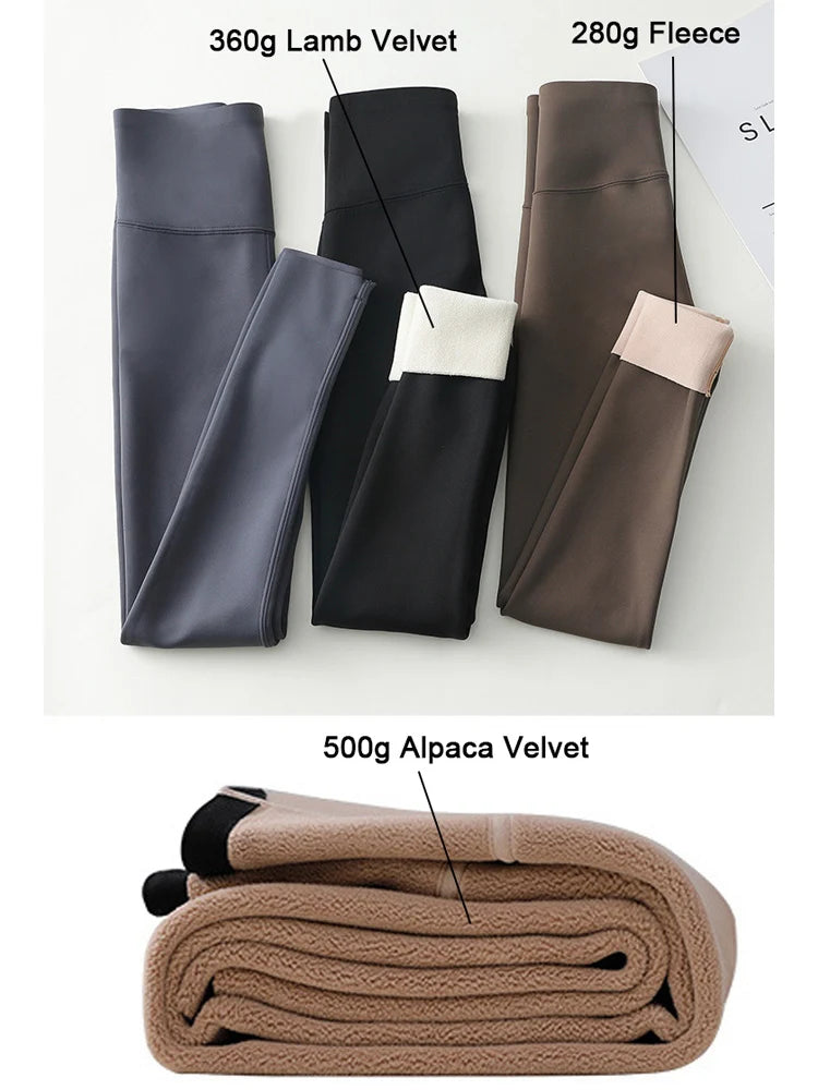 Fleece-Lined High-Waist Leggings - Seamless Winter Fitness Tights