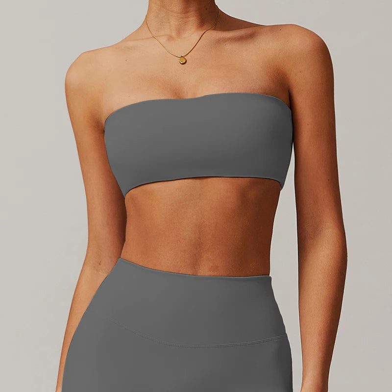 Quick-Dry Strapless Sports Bra - Women's Yoga & Gym Support Top
