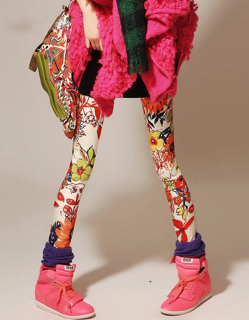 Colorful Leopard Print Leggings - High-Stretch Streetwear One Size