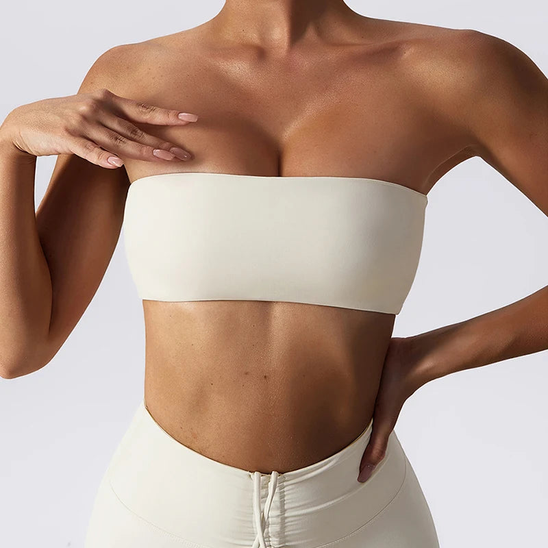 Quick-Dry Strapless Sports Bra - Women's Yoga & Gym Support Top
