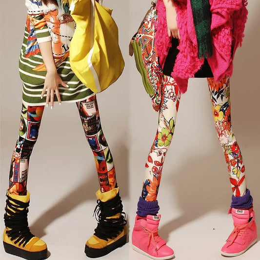 Colorful Leopard Print Leggings - High-Stretch Streetwear One Size
