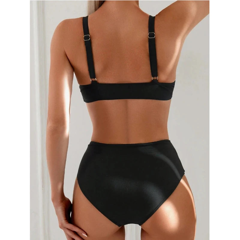 High-Waist Backless Push-Up Bikini Set - Two-Piece Summer Swimwear