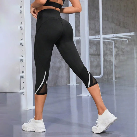 Mesh High-Waist Capri Leggings - Tummy Control Workout Fit