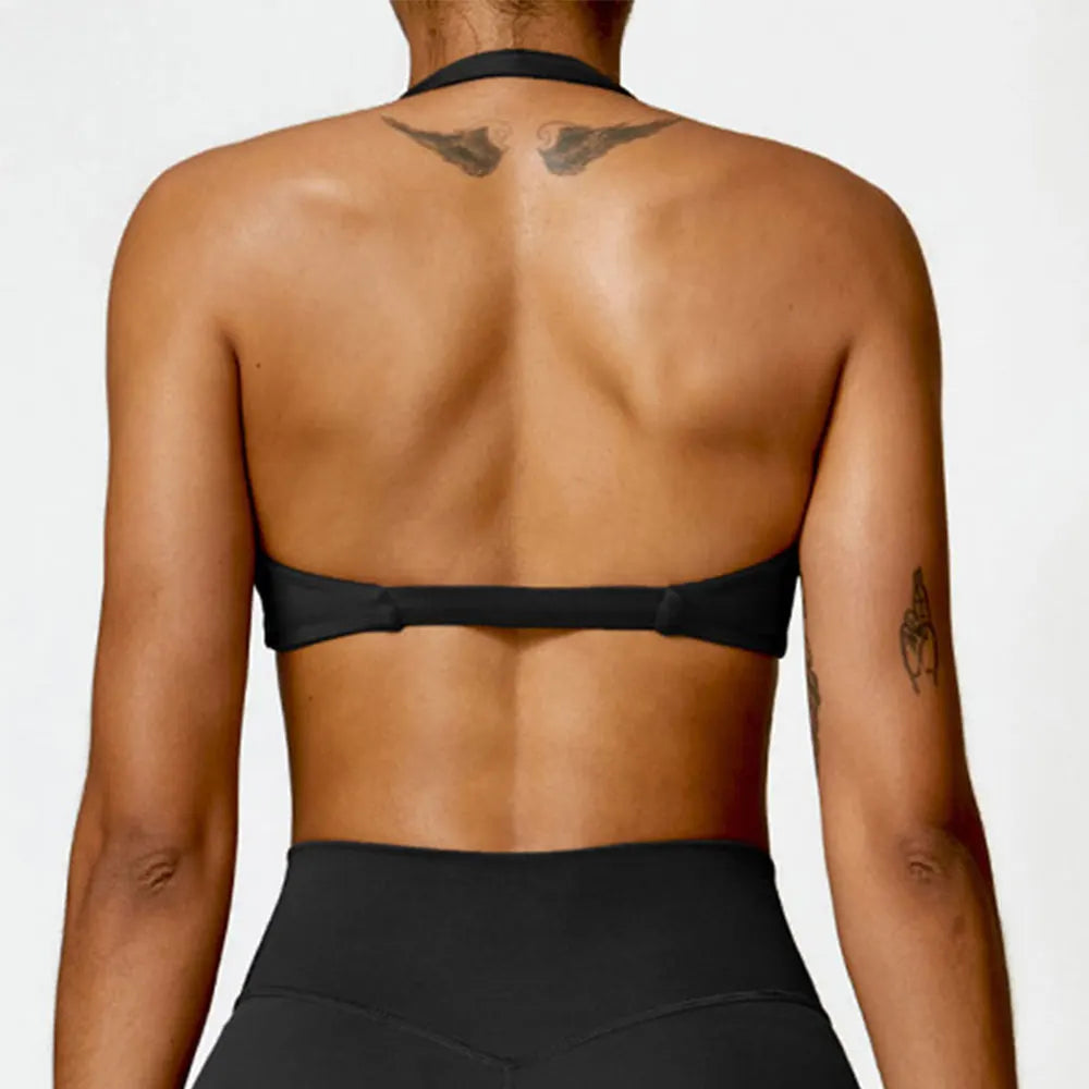 Cross-Back Halter Breathable Sports Bra - Women's Yoga & Gym Support Top