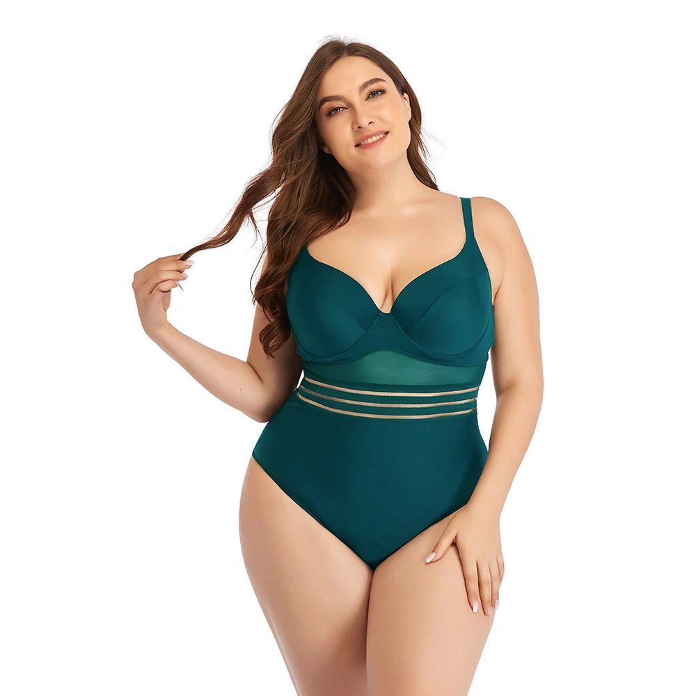 Plus Size One-Piece Swimsuit - Extended Size Beach Swimwear