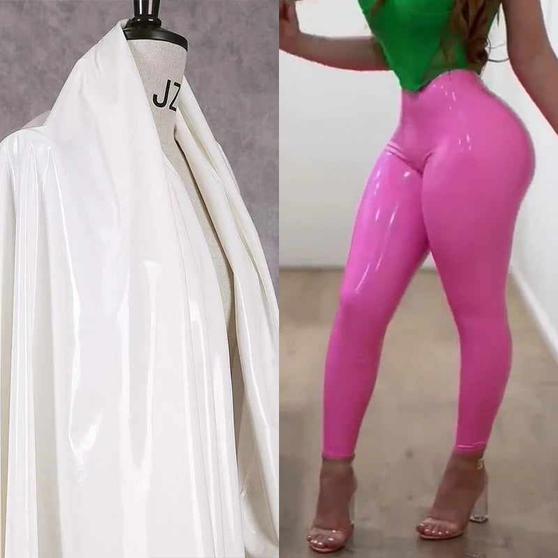 Plus Size High-Waist Seamless Faux Leather Leggings - Women's Sculpting Statement Bottoms