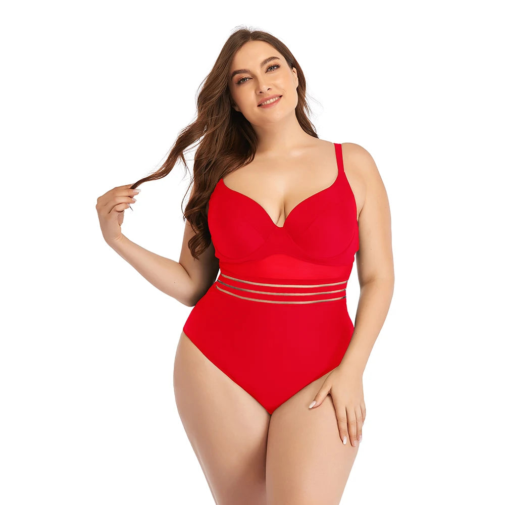 Plus Size One-Piece Swimsuit - Extended Size Beach Swimwear