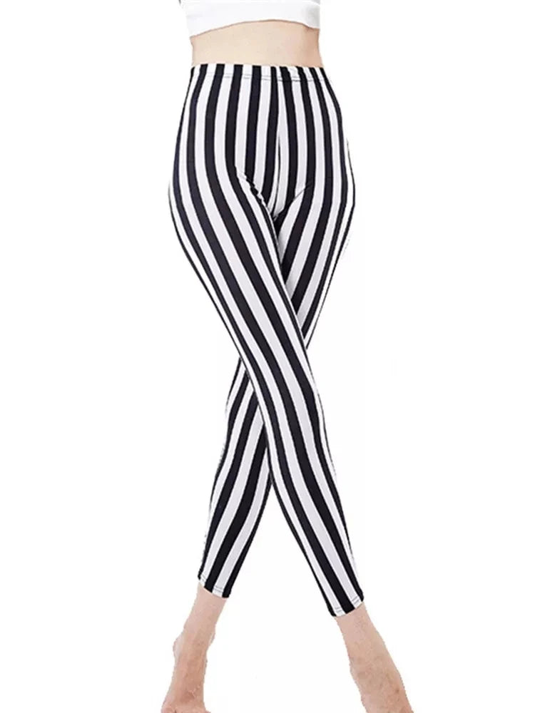 Graffiti Floral Print Ankle Leggings - Elastic Streetwear Fit