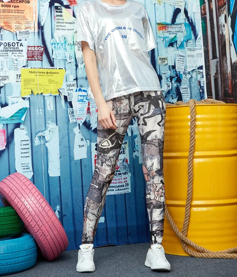 Colorful Leopard Print Leggings - High-Stretch Streetwear One Size