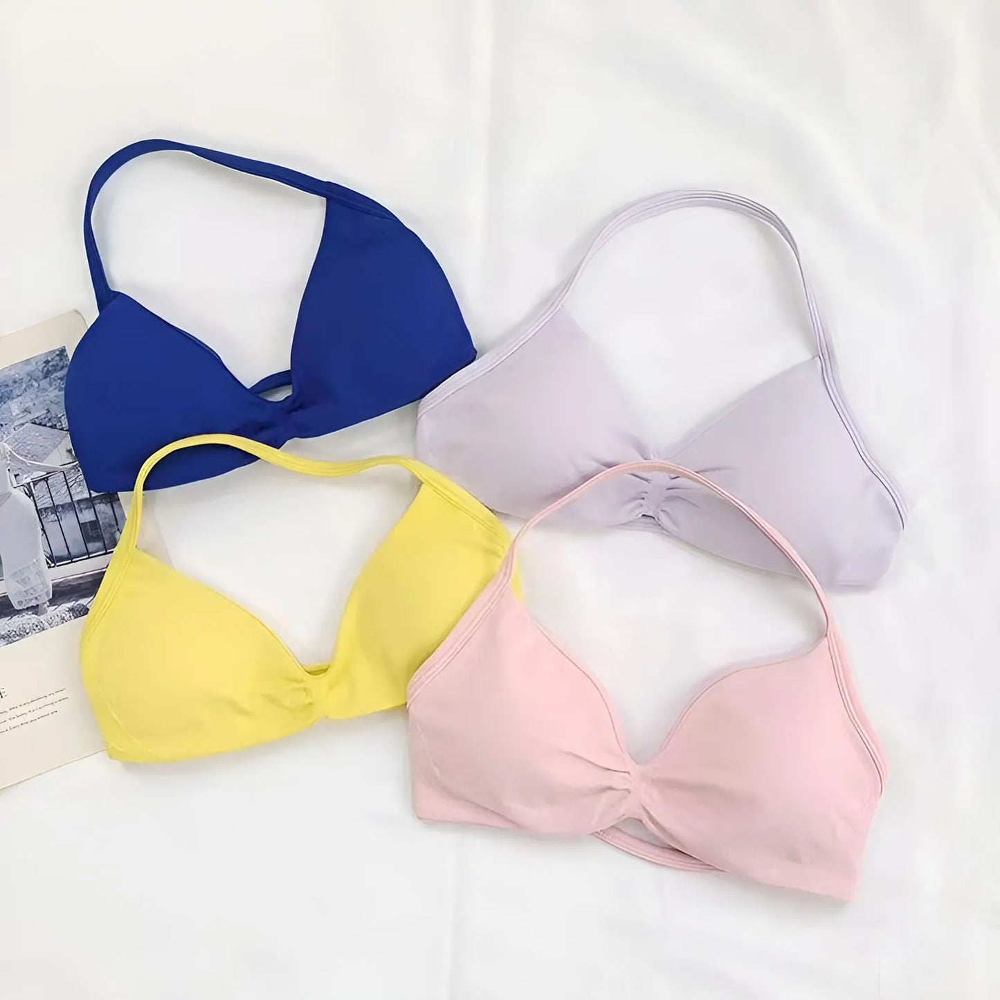 Halter Strappy Seamless Sports Bra - Women's Yoga & Gym Support Top