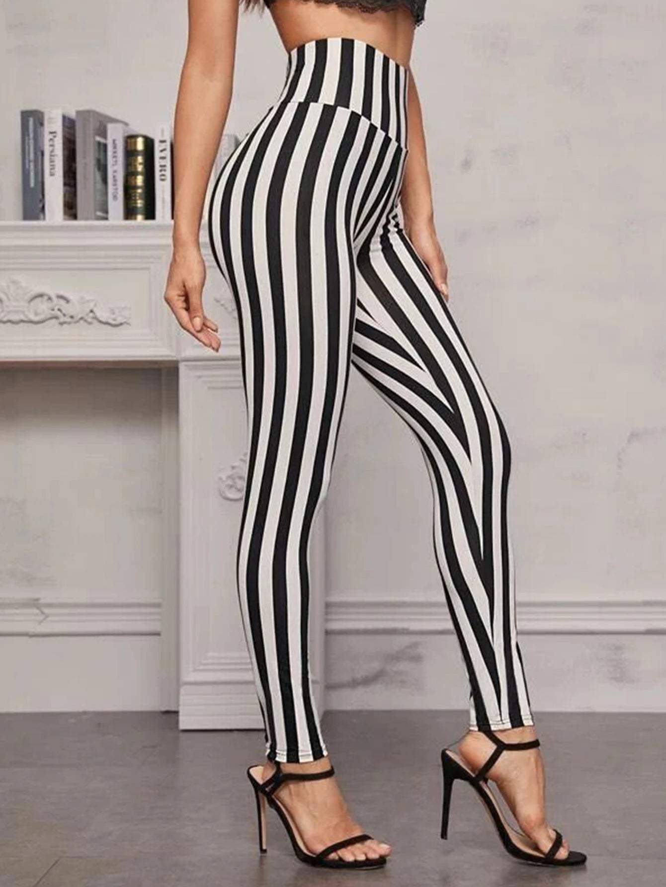 Camouflage Stripe High-Waist Leggings - Stretch Slim Ankle Fit