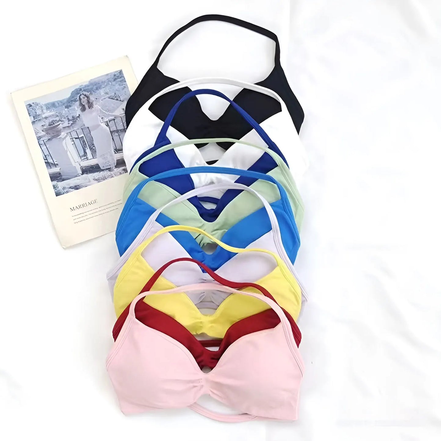 Halter Strappy Seamless Sports Bra - Women's Yoga & Gym Support Top