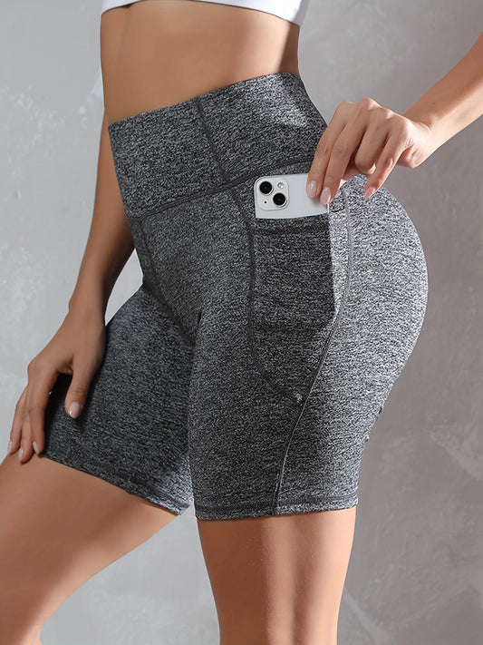 High-Waist Pocket Workout Shorts - Women's Gym & Running Activewear