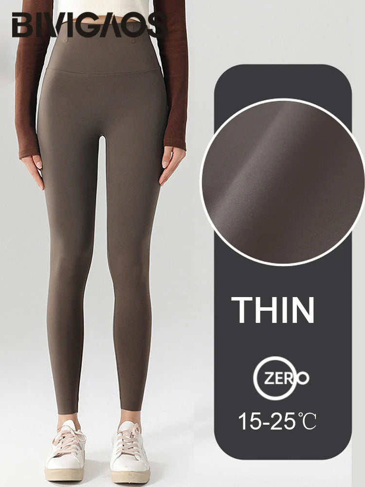 Fleece-Lined High-Waist Leggings - Seamless Winter Fitness Tights