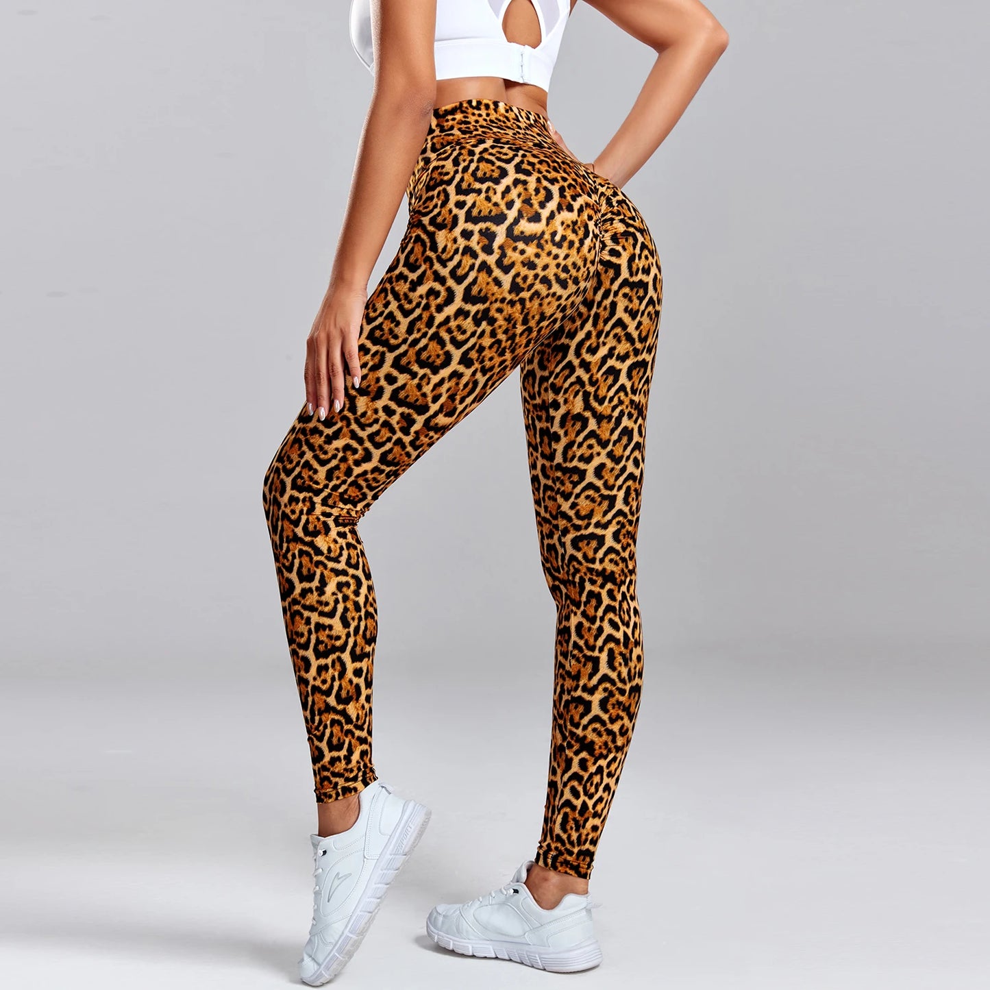 Leopard Scrunch Butt Yoga Leggings - High-Waist Breathable Fit