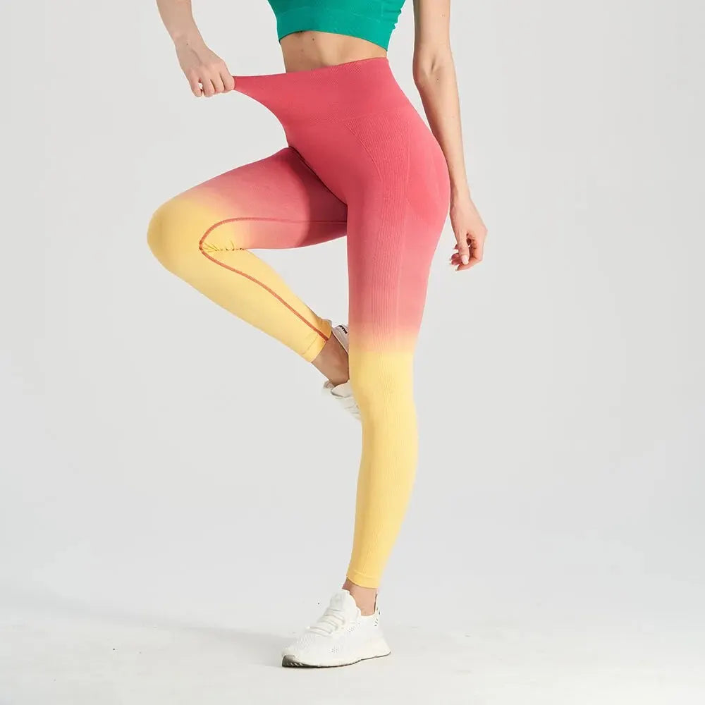 Quick-Dry Gradient Leggings - High-Waist Hip-Lifting Performance Fit