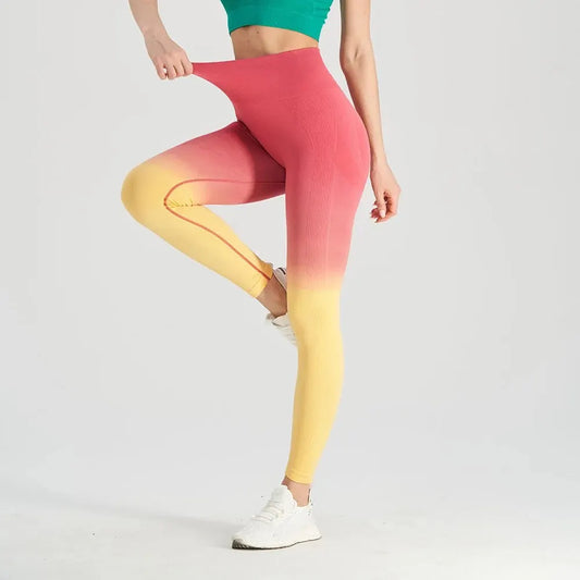 Quick-Dry Gradient Leggings - High-Waist Hip-Lifting Performance Fit