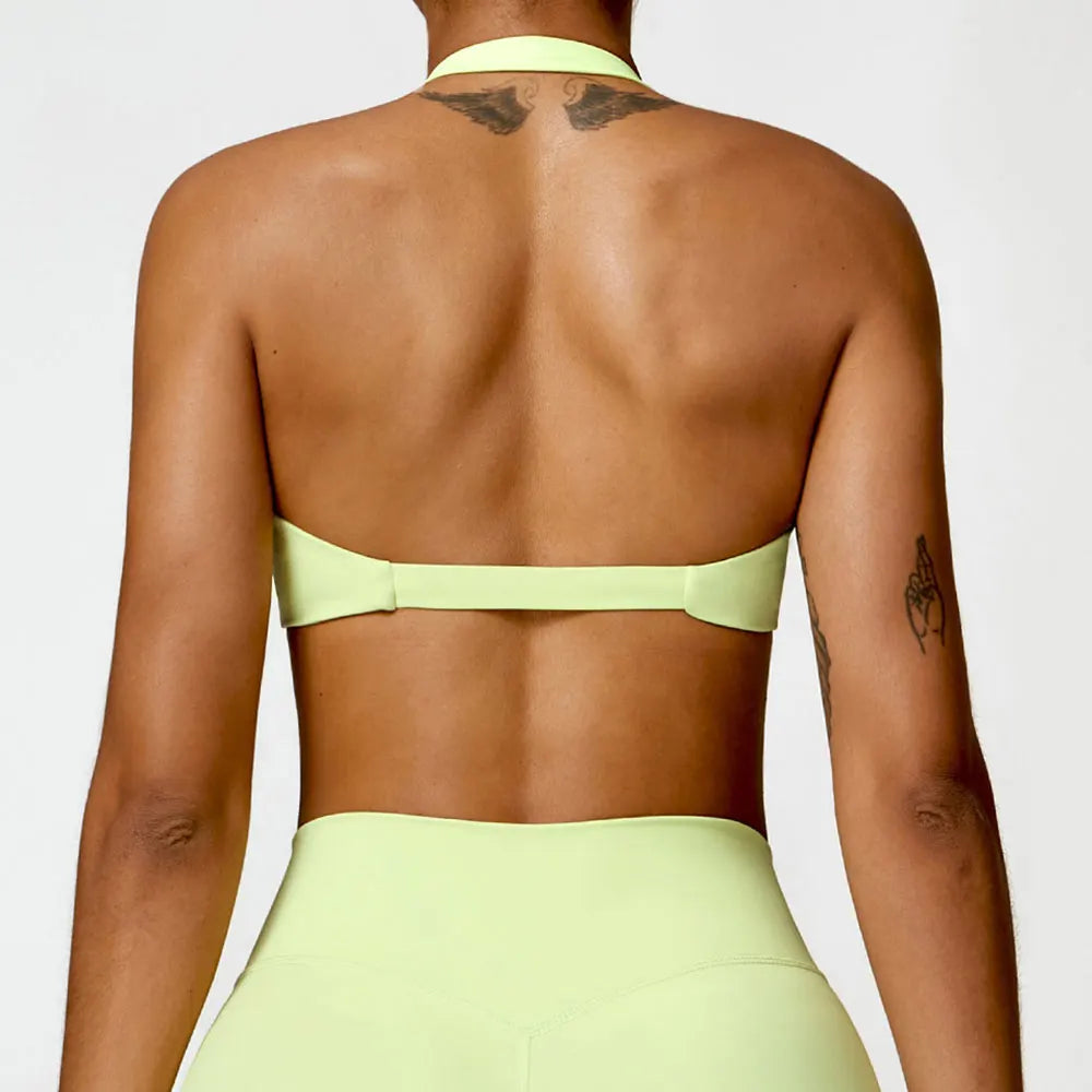Cross-Back Halter Breathable Sports Bra - Women's Yoga & Gym Support Top