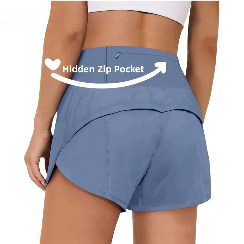 High-Waist Pocket Biker Shorts - Women's Gym & Running Activewear