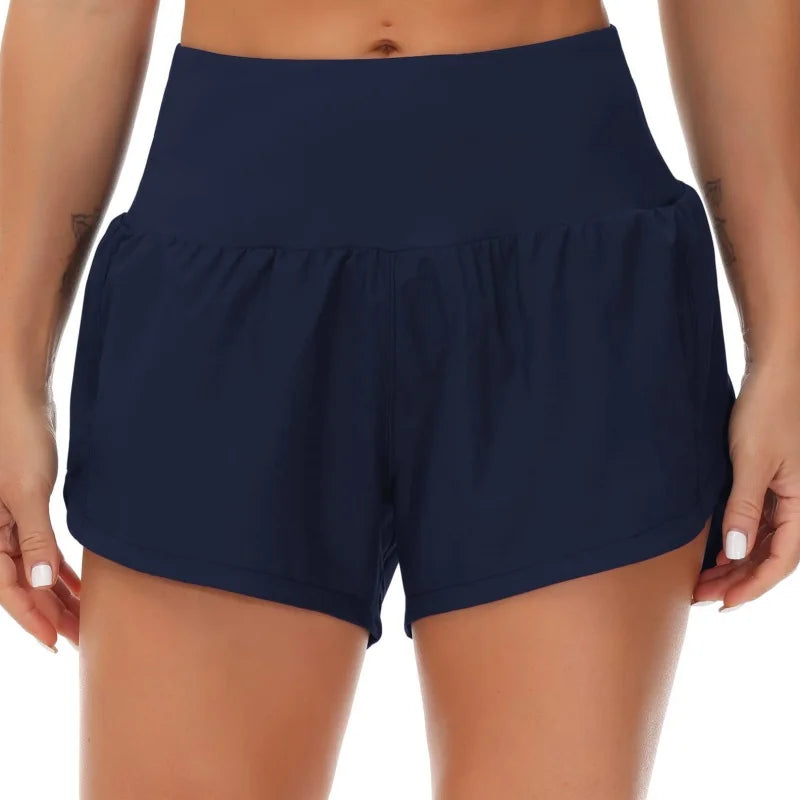 High-Waist Pocket Biker Shorts - Women's Gym & Running Activewear