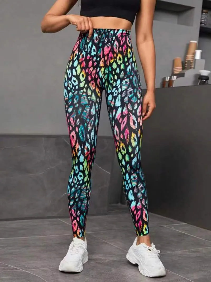 3D Peach Tie-Dye Leggings - High-Waist Push-Up Workout Tights