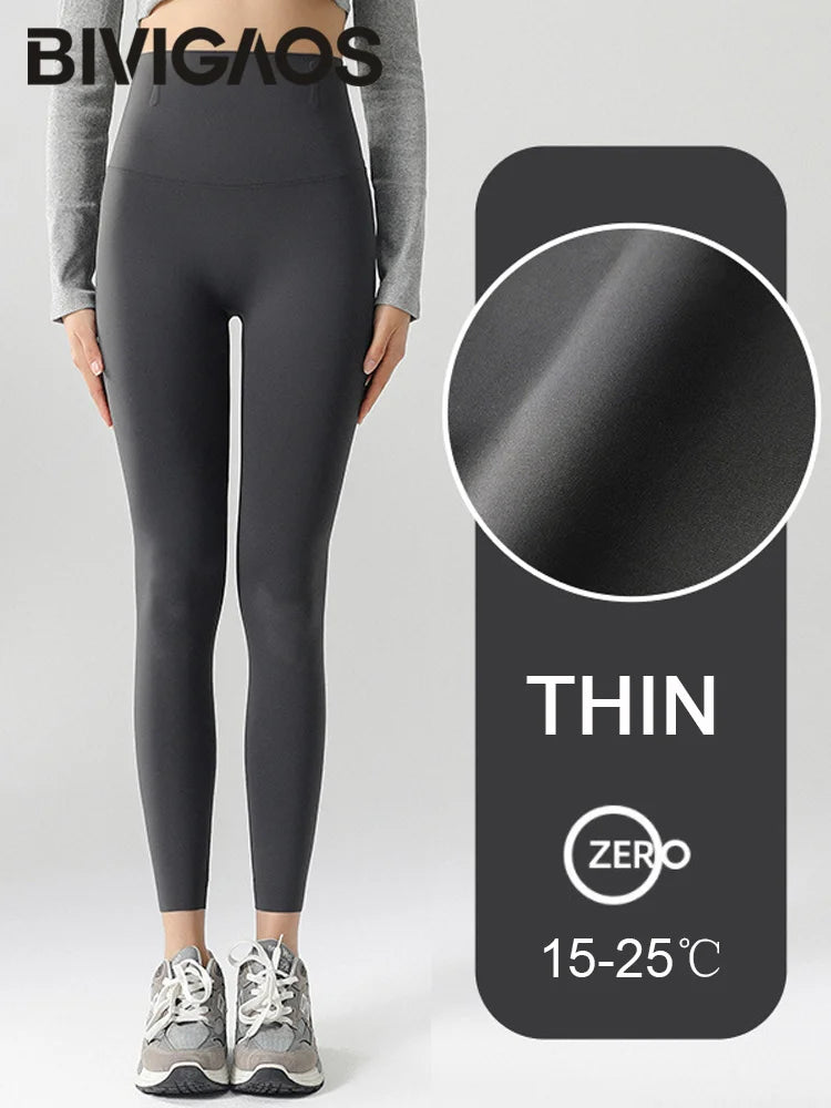 Fleece-Lined High-Waist Leggings - Seamless Winter Fitness Tights