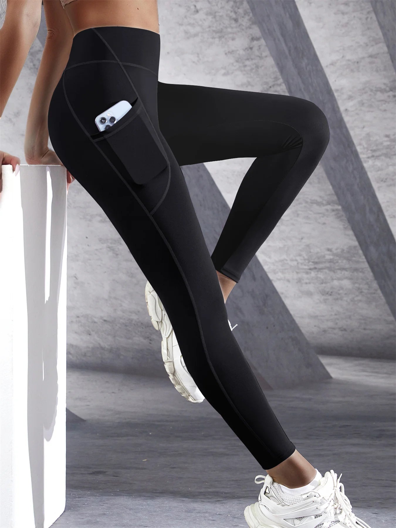 High-Waist Pocket Leggings - Stretch Push-Up Running Tights