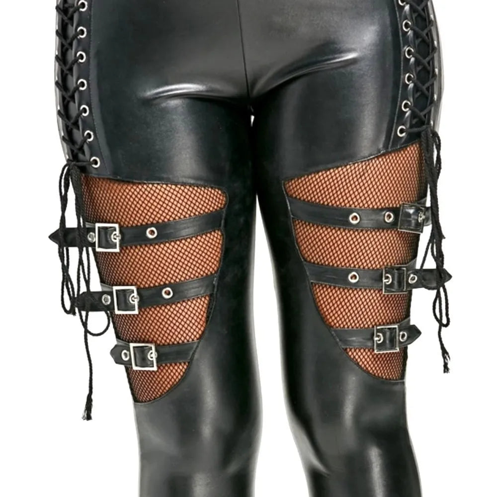 Plus Size Wet-Look Faux Leather Leggings - Women's Sculpting Statement Bottoms