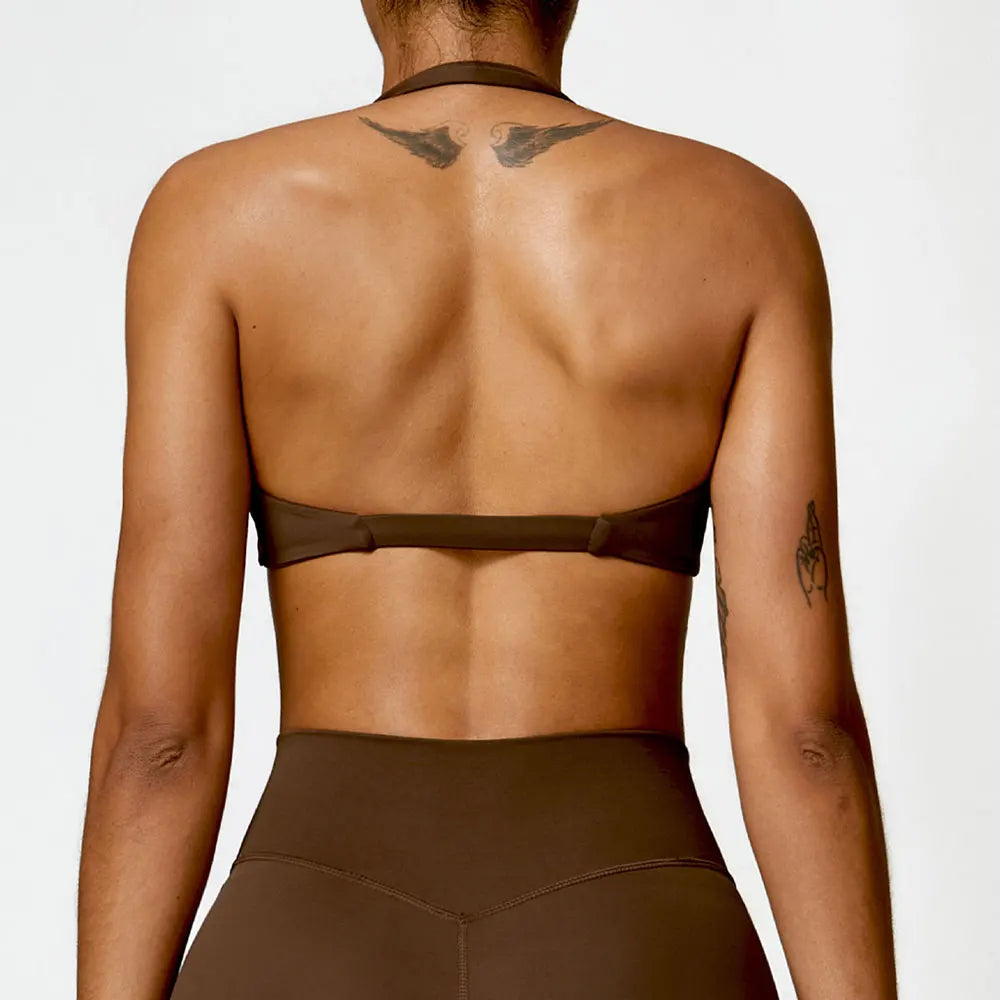 Cross-Back Halter Breathable Sports Bra - Women's Yoga & Gym Support Top