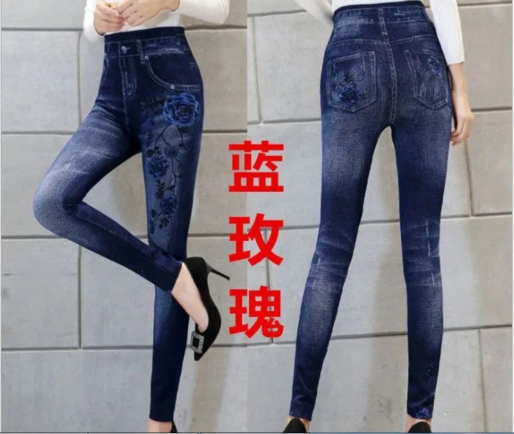 Plus Size Faux Denim Jeggings - Women's Everyday Performance Bottoms