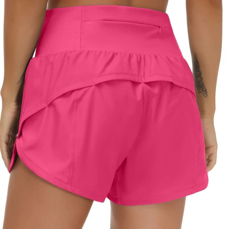 High-Waist Pocket Biker Shorts - Women's Gym & Running Activewear
