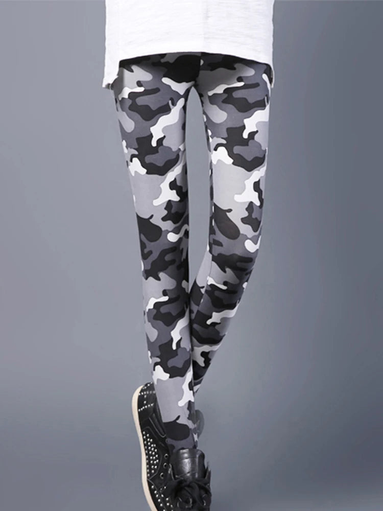 Graffiti Floral Print Ankle Leggings - Elastic Streetwear Fit