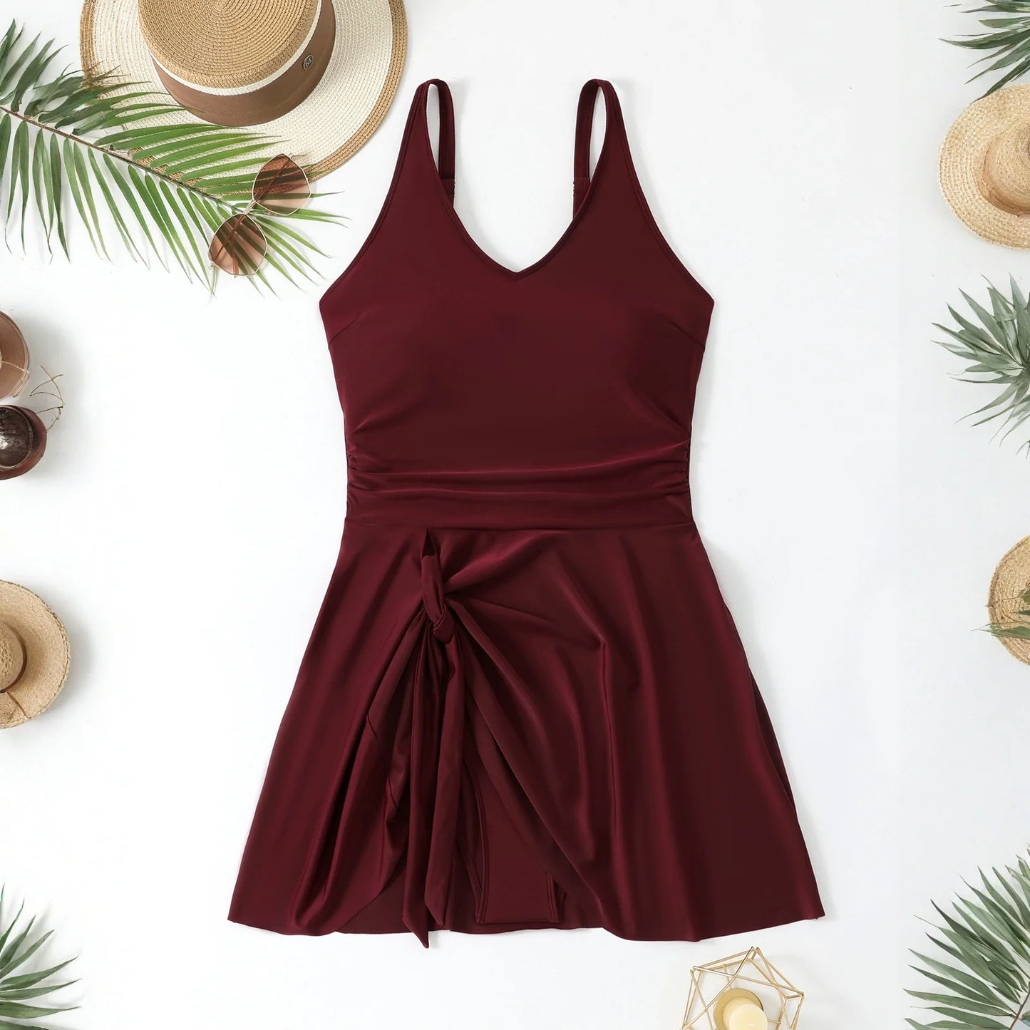 Plus Size Solid One-Piece Swimsuit - Sleek Jumpsuit Swimwear