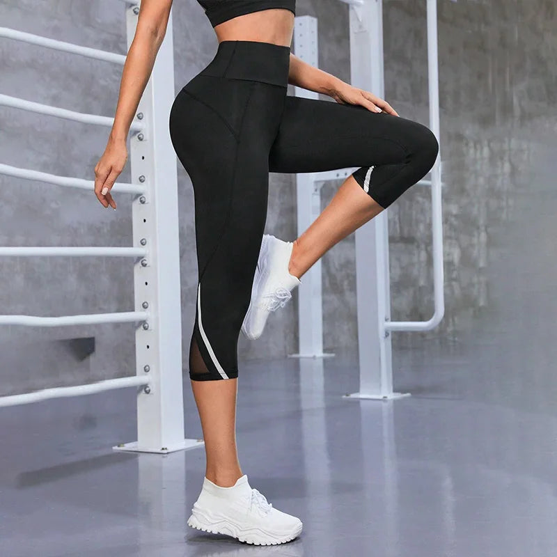 Mesh High-Waist Capri Leggings - Tummy Control Workout Fit