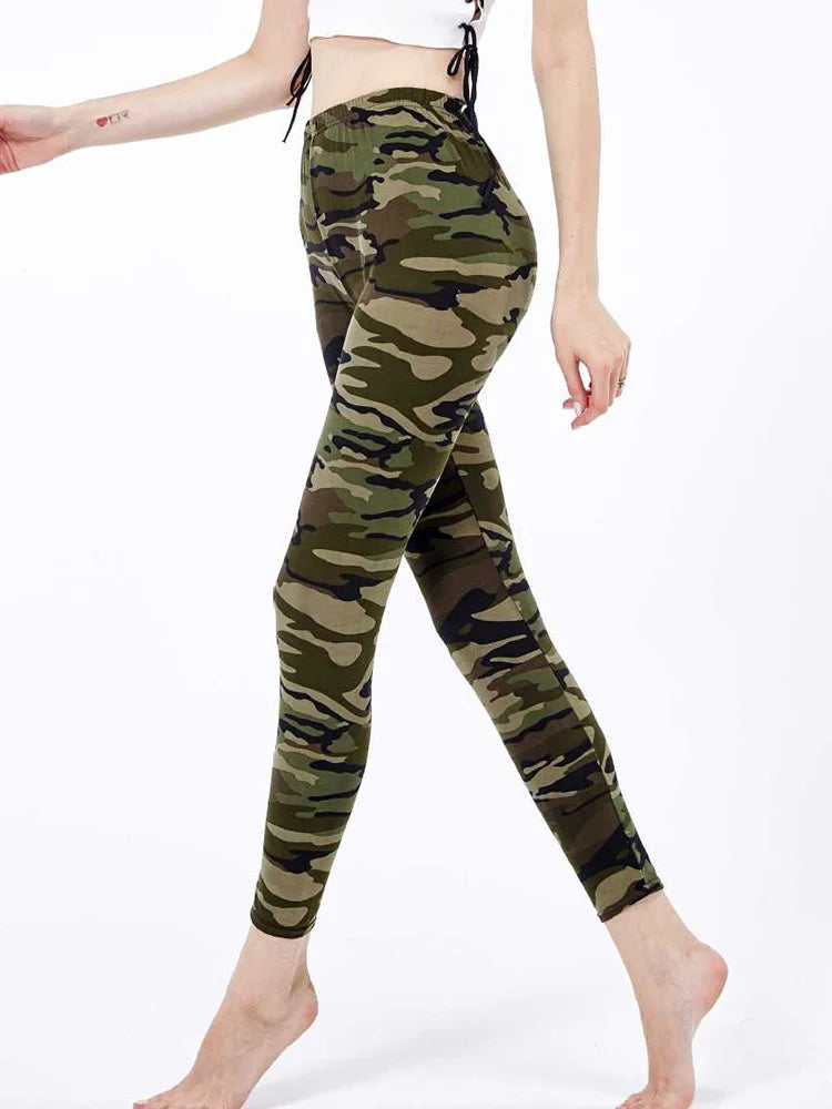 Graffiti Floral Print Ankle Leggings - Elastic Streetwear Fit