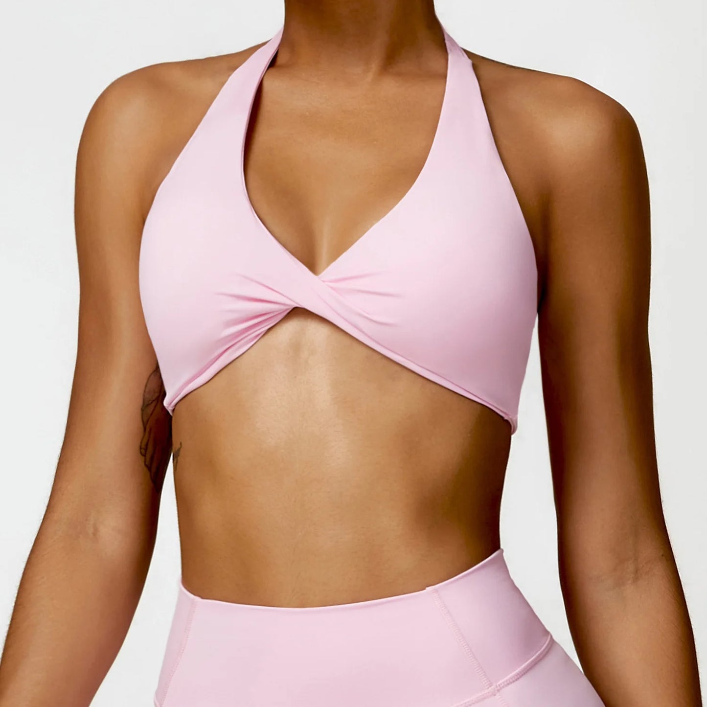 Cross-Back Halter Breathable Sports Bra - Women's Yoga & Gym Support Top